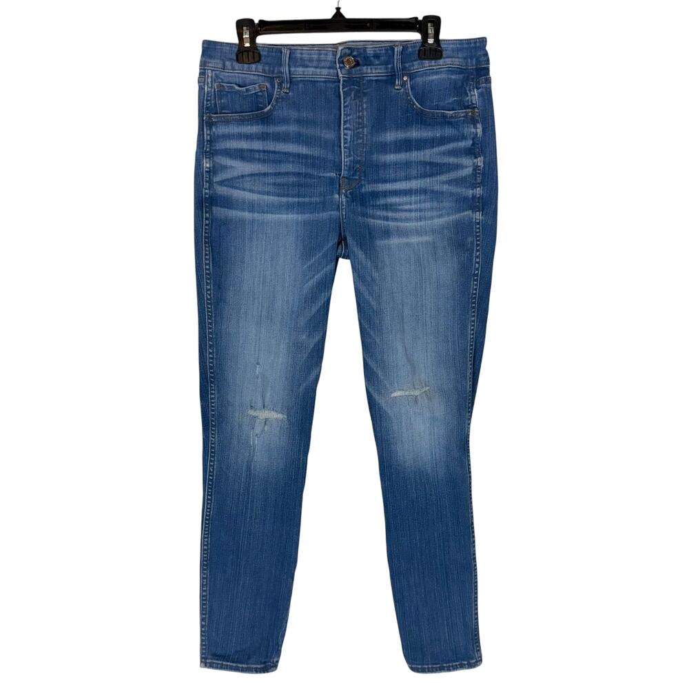 White‎ House Black Market Jeans Womens 12 Blue Denim Distressed High Rise Skinny